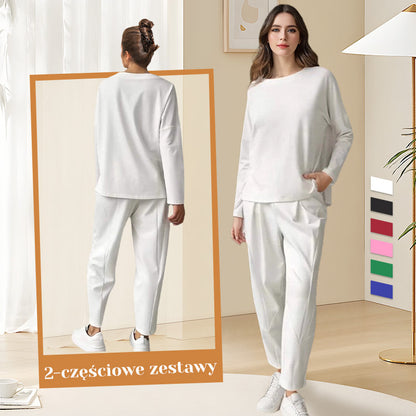 Bluzka z długim rękawem z okrągłym dekoltem ＆ Spodnie 2-częściowe