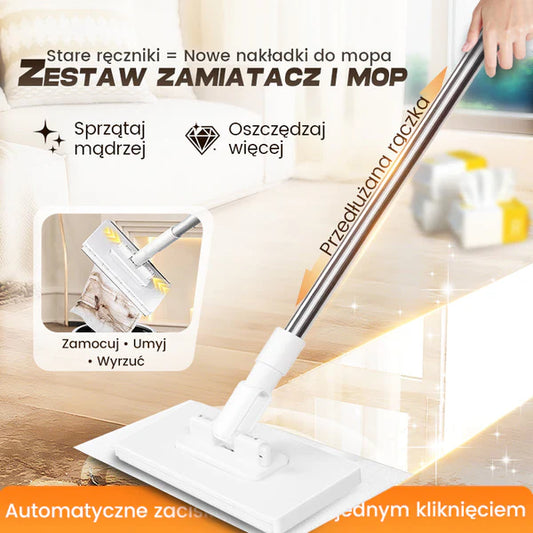 💦Jednorazowy mop do kurzu z 4 ściereczkami wielokrotnego użytku