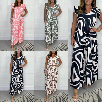 🌸2025 Letni kombinezon z szerokimi nogawkami z geometrycznym nadrukiem