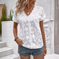 Elegancka biała koronkowa bluzka z krótkim rękawem z dekoltem w szpic