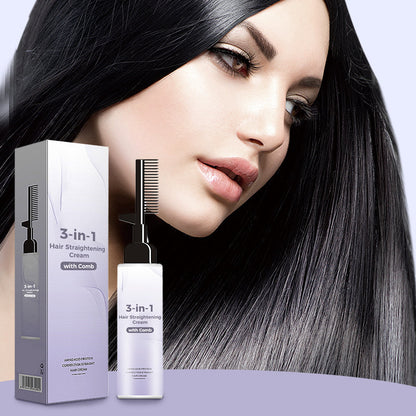 Krem do prostowania włosów 3 w 1 z grzebieniem