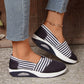 Stylish Comfortable Round Toe Striped Canvas Shoes