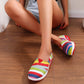 Stylish Comfortable Round Toe Striped Canvas Shoes