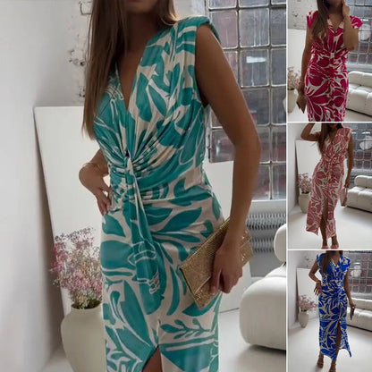 🔥👗 Letnia sukienka 2025 z rozcięciem i kwiatowym nadrukiem