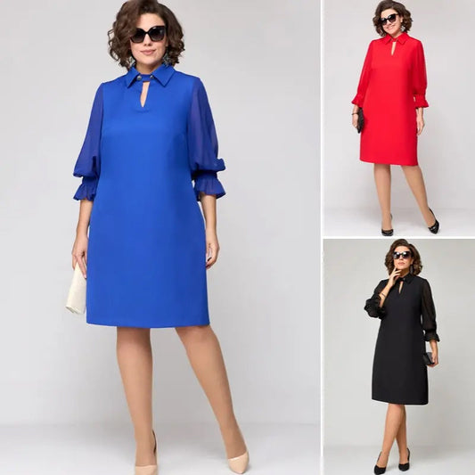 Elegancka damska sukienka z wycięciem na klapie