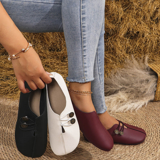 Nowe płaskie buty damskie z miękkiej skóry