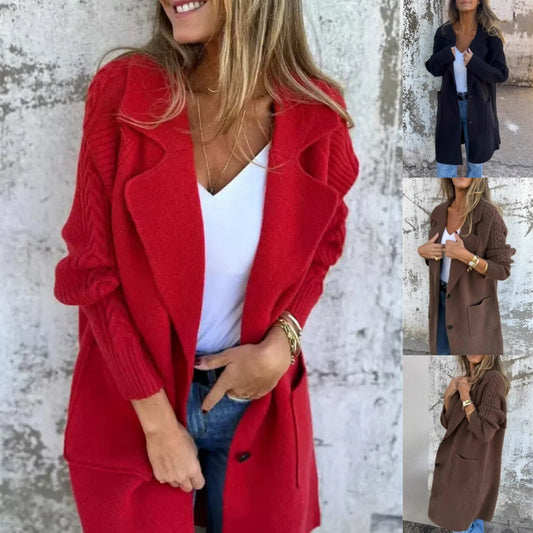 Damska dzianinowa kurtka z kieszeniami