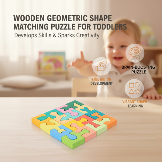 Drewniane puzzle dopasowujące kształty geometryczne dla małych dzieci