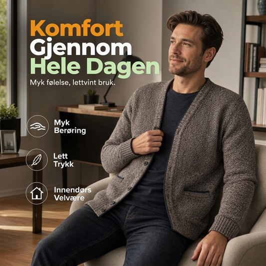 Gens med knapper, uformell strikkejakke for herrer