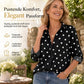 Elegant og uformell langermet bluse med knapping for kvinner