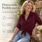 Elegant og uformell langermet bluse med knapping for kvinner