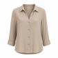 Elegant og uformell langermet bluse med knapping for kvinner
