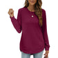 ✨💕 Damen-Langarmshirt mit Rundhalsausschnitt und High-Low-Saum – Lockerer Fall, klare Linien & vielseitiger Alltagsstil 👚