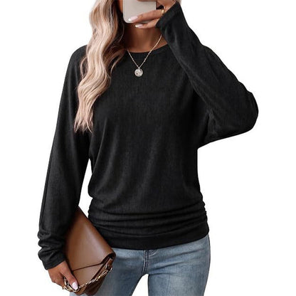 🔥49 % rabatt✨👚 Avslappet oversized-genser for kvinner | Rund hals, lange ermer og trendy rynkedetaljer