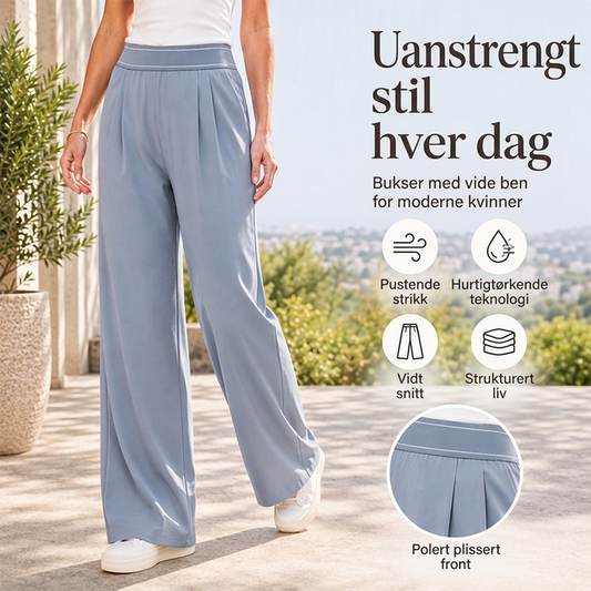 Lette bukser med høy midje og vidt ben for damer