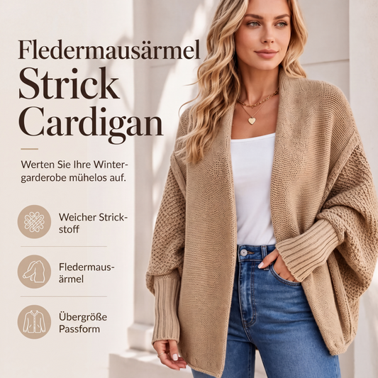 Dicker Strick-Cardigan für Damen mit Fledermausärmeln