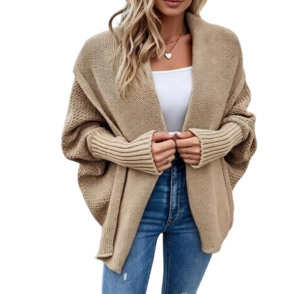 Dicker Strick-Cardigan für Damen mit Fledermausärmeln