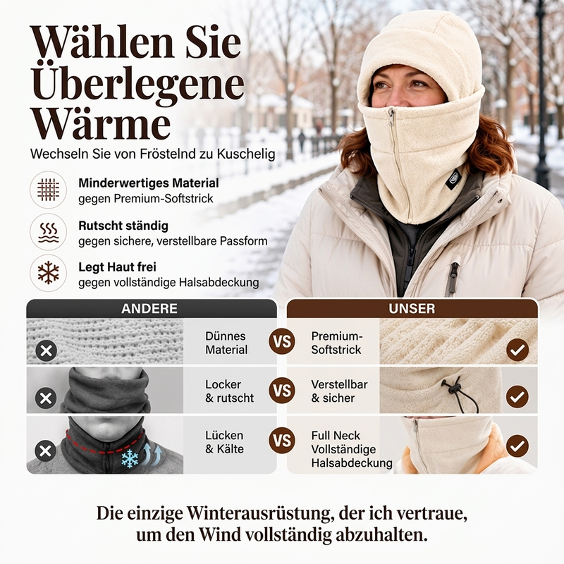 Winter warme Balaclava mit Reißverschluss