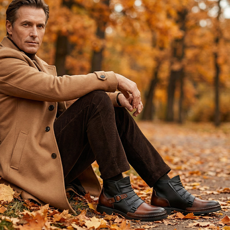 🤠👢 Herren zweifarbige Reißverschluss-Stiefeletten | Keine langweiligen Schuhe, kein lästiges Schnüren – Stylischer Hingucker für Alltag & Freizeit ✨