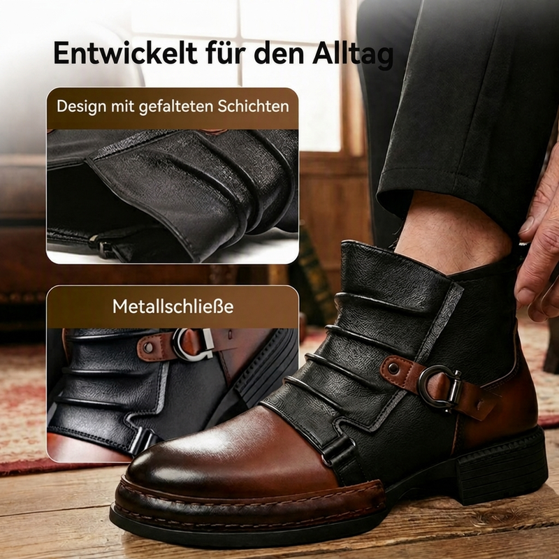🤠👢 Herren zweifarbige Reißverschluss-Stiefeletten | Keine langweiligen Schuhe, kein lästiges Schnüren – Stylischer Hingucker für Alltag & Freizeit ✨