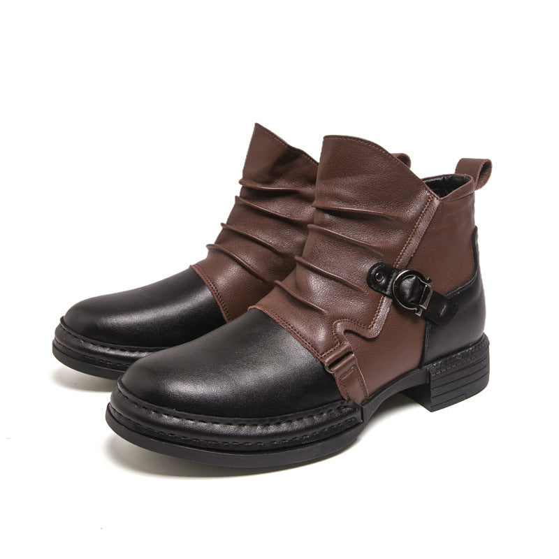 🤠👢 Herren zweifarbige Reißverschluss-Stiefeletten | Keine langweiligen Schuhe, kein lästiges Schnüren – Stylischer Hingucker für Alltag & Freizeit ✨
