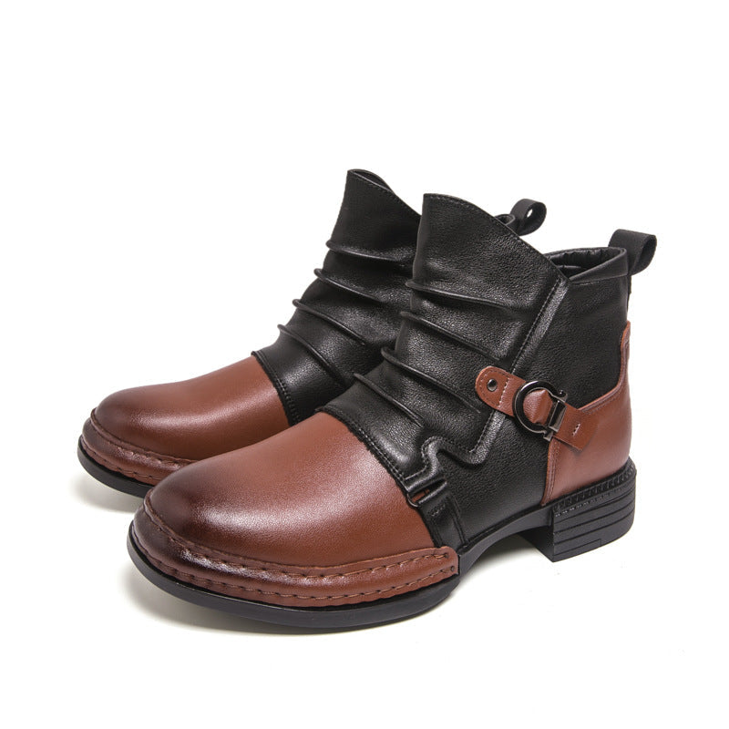 🤠👢 Herren zweifarbige Reißverschluss-Stiefeletten | Keine langweiligen Schuhe, kein lästiges Schnüren – Stylischer Hingucker für Alltag & Freizeit ✨