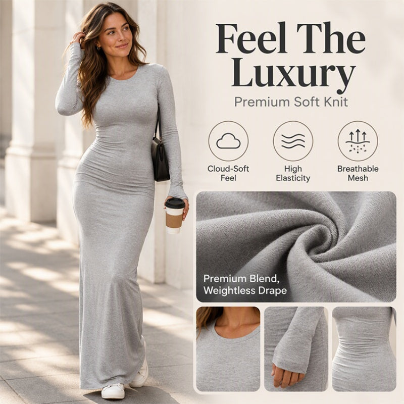 Figurbetontes Maxi-Kleid mit langen Ärmeln und Fishtail-Saum für Damen