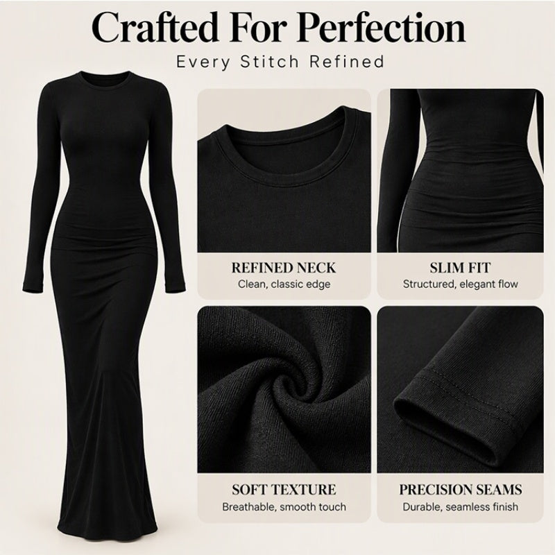 Figurbetontes Maxi-Kleid mit langen Ärmeln und Fishtail-Saum für Damen