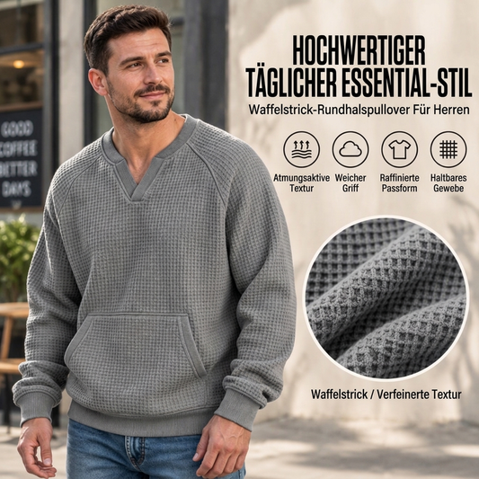 📢Blitzangebot! Jetzt zuschlagen!📢 Legere Waffelstrick-Sweatshirt für Herren