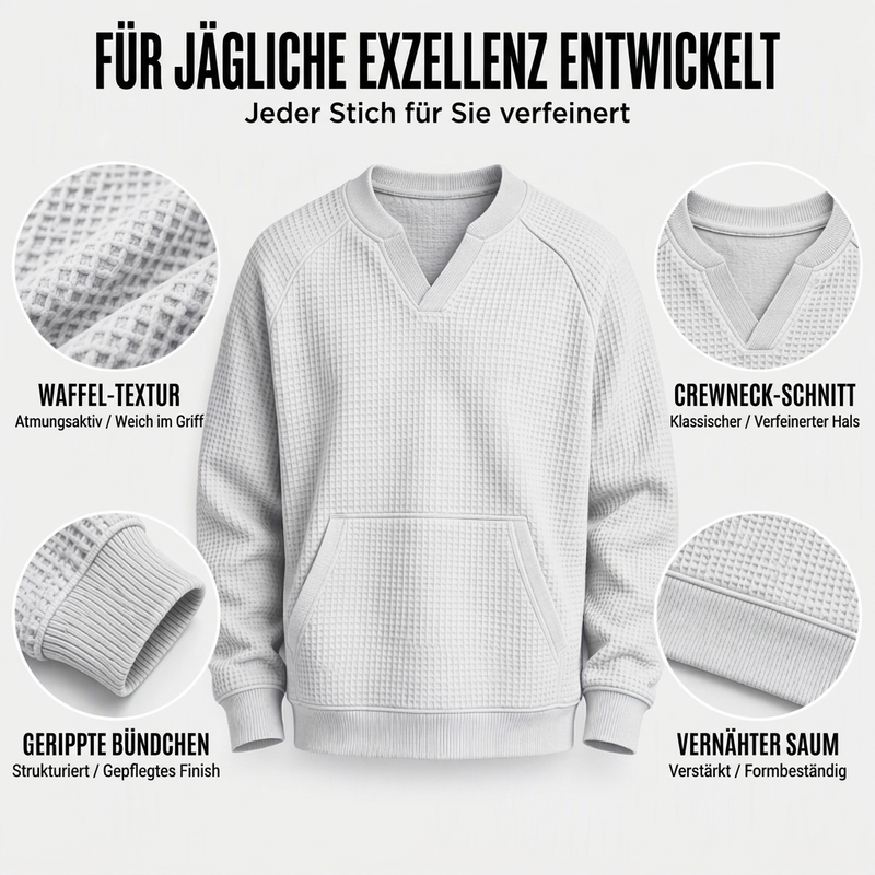 📢Blitzangebot! Jetzt zuschlagen!📢 Legere Waffelstrick-Sweatshirt für Herren