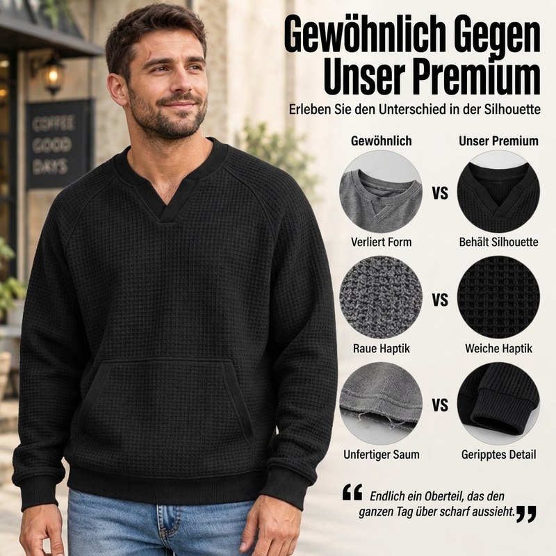 📢Blitzangebot! Jetzt zuschlagen!📢 Legere Waffelstrick-Sweatshirt für Herren