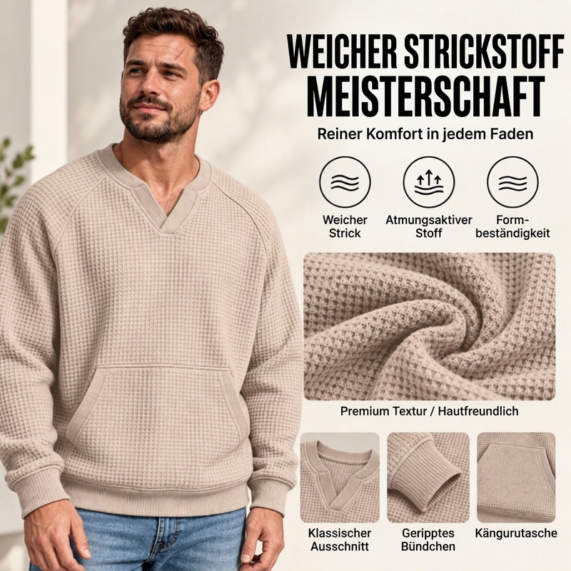 📢Blitzangebot! Jetzt zuschlagen!📢 Legere Waffelstrick-Sweatshirt für Herren