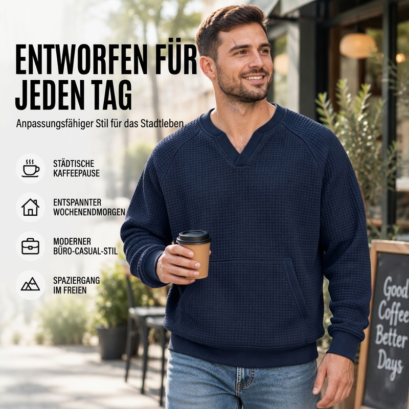 📢Blitzangebot! Jetzt zuschlagen!📢 Legere Waffelstrick-Sweatshirt für Herren