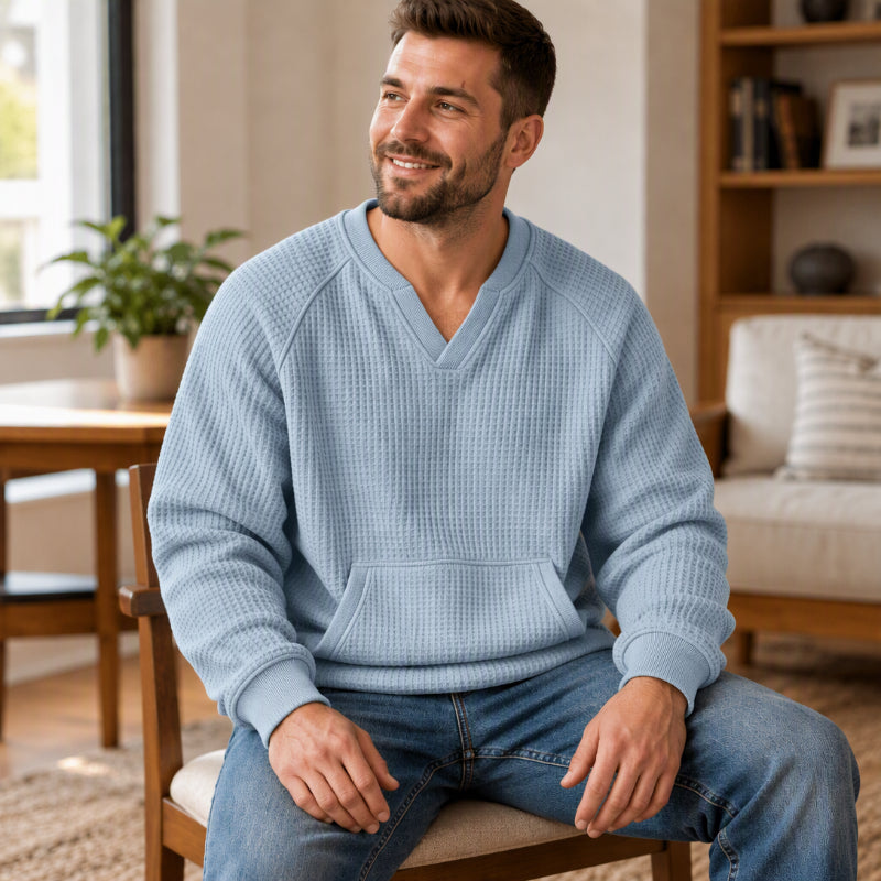 📢Blitzangebot! Jetzt zuschlagen!📢 Legere Waffelstrick-Sweatshirt für Herren