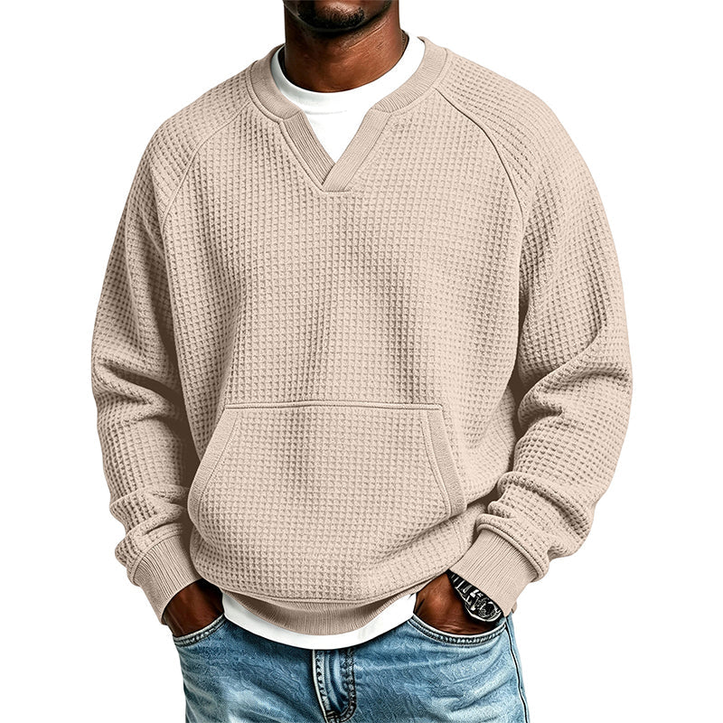 📢Blitzangebot! Jetzt zuschlagen!📢 Legere Waffelstrick-Sweatshirt für Herren
