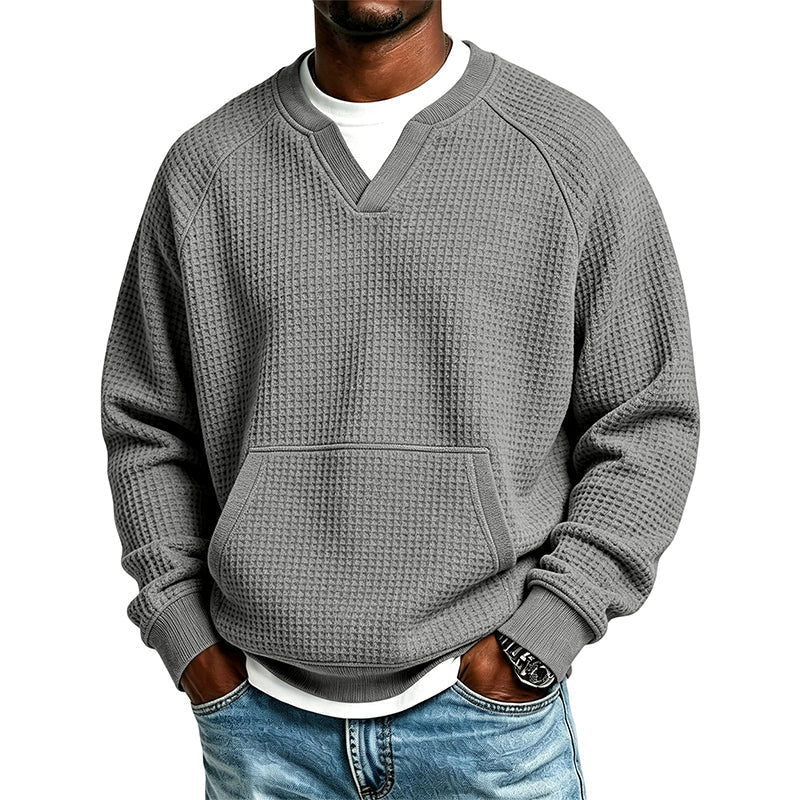 📢Blitzangebot! Jetzt zuschlagen!📢 Legere Waffelstrick-Sweatshirt für Herren