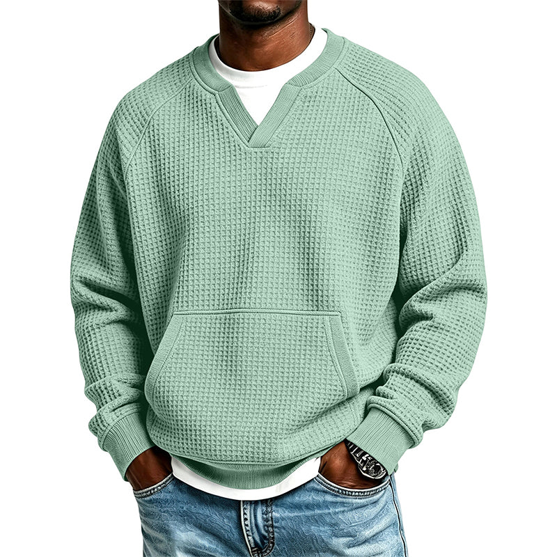📢Blitzangebot! Jetzt zuschlagen!📢 Legere Waffelstrick-Sweatshirt für Herren