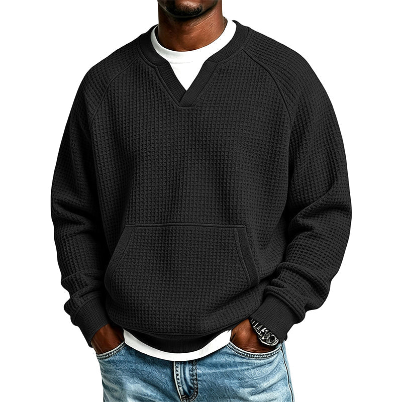 📢Blitzangebot! Jetzt zuschlagen!📢 Legere Waffelstrick-Sweatshirt für Herren