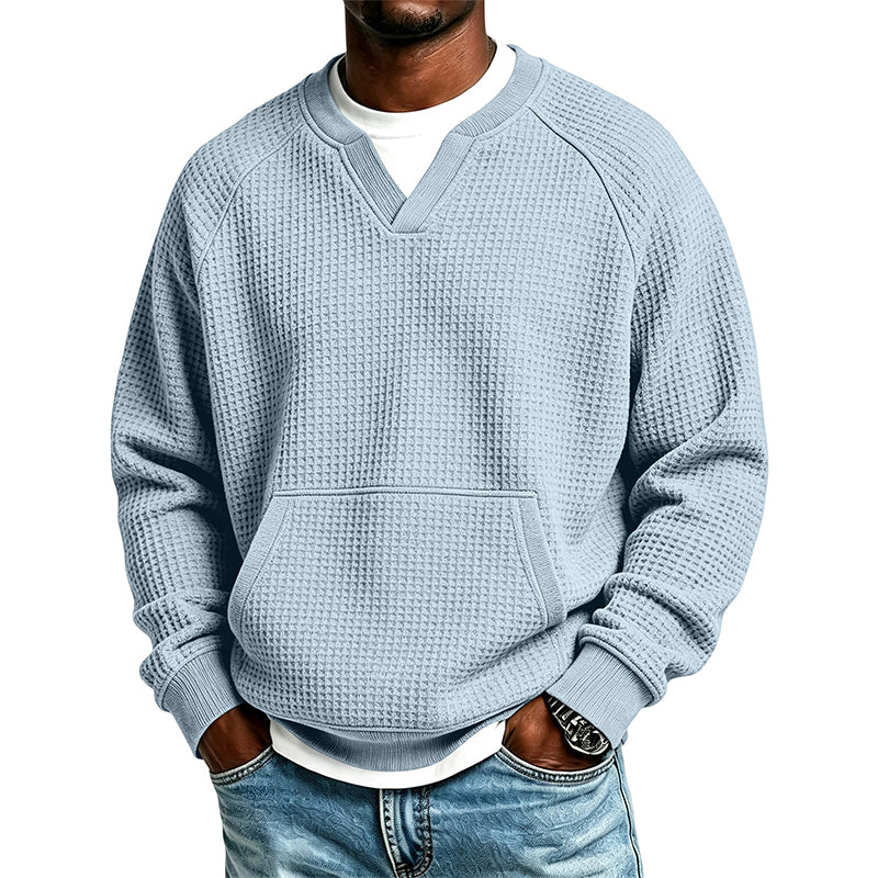 📢Blitzangebot! Jetzt zuschlagen!📢 Legere Waffelstrick-Sweatshirt für Herren