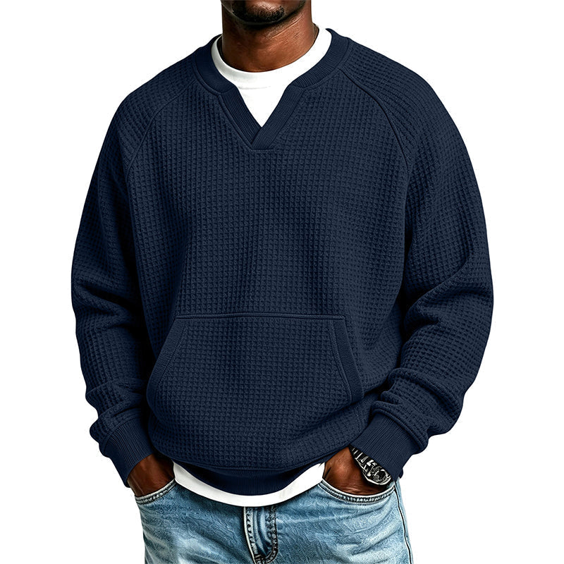 📢Blitzangebot! Jetzt zuschlagen!📢 Legere Waffelstrick-Sweatshirt für Herren
