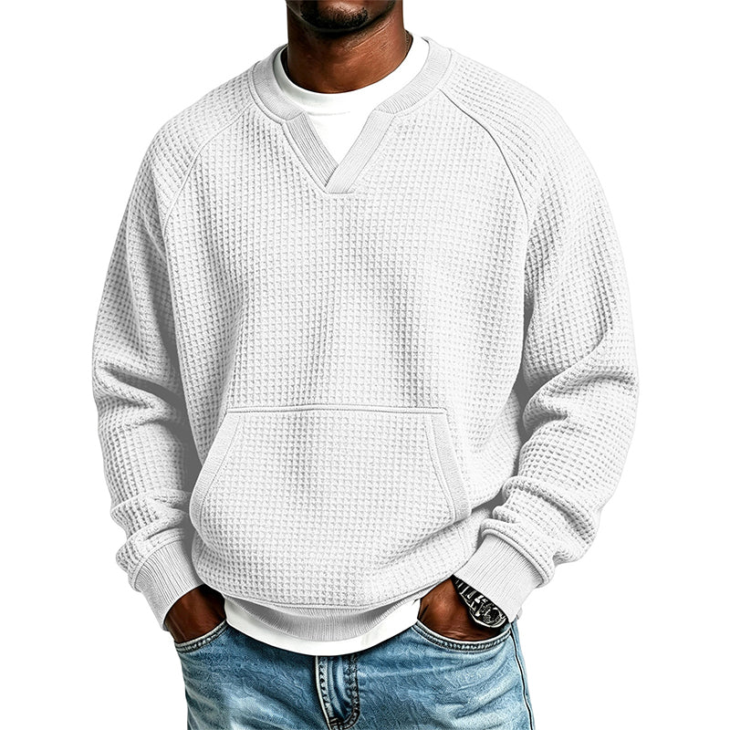 📢Blitzangebot! Jetzt zuschlagen!📢 Legere Waffelstrick-Sweatshirt für Herren