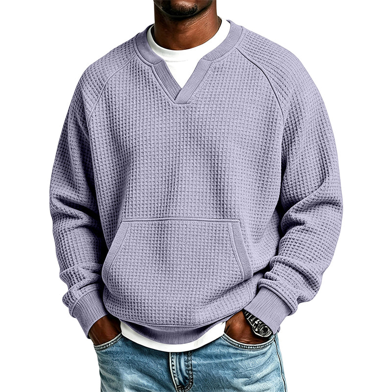 📢Blitzangebot! Jetzt zuschlagen!📢 Legere Waffelstrick-Sweatshirt für Herren